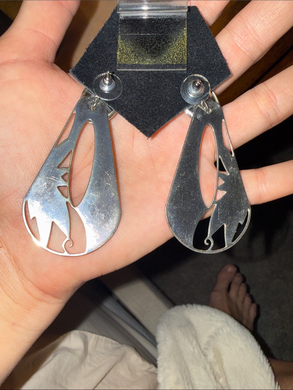 Silver-Tone Floral Cutout Drop Earrings - Women Jewelry - Picture 5 of 5
